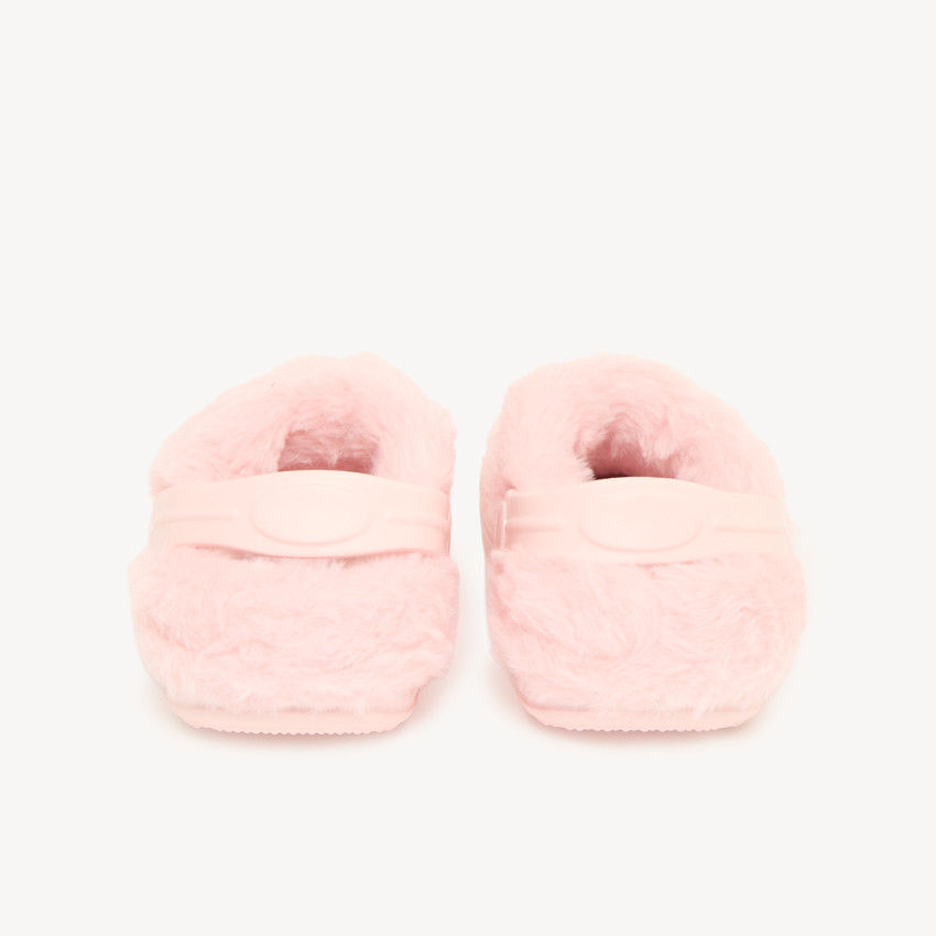 Zapatillas para niña estilo zueco con efecto de piel sintética y parche 