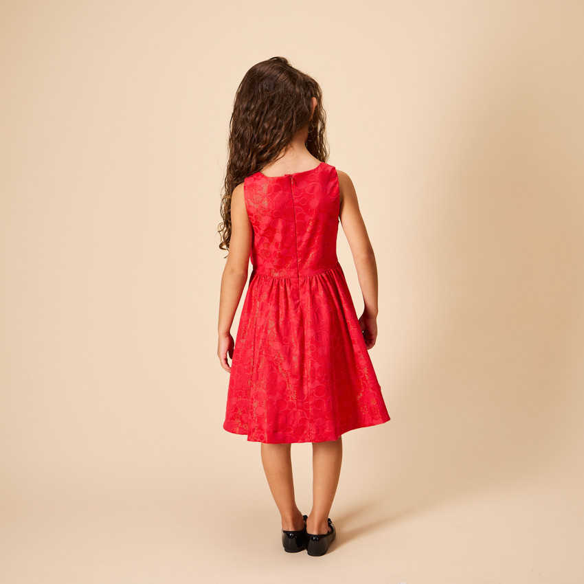 Vestido de fiesta sin mangas con motivos jacquard iridiscentes para niña 