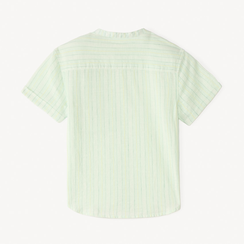 Camisa de manga corta a rayas con cuello mao para niño 