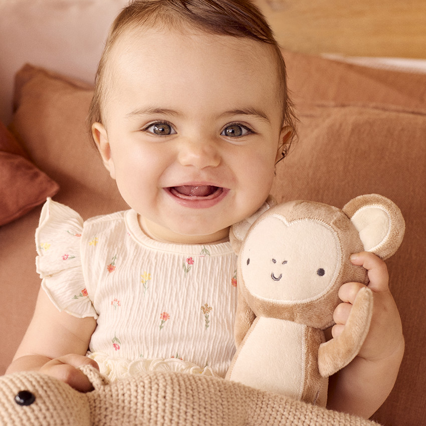 Peluche mono de terciopelo para bebé 