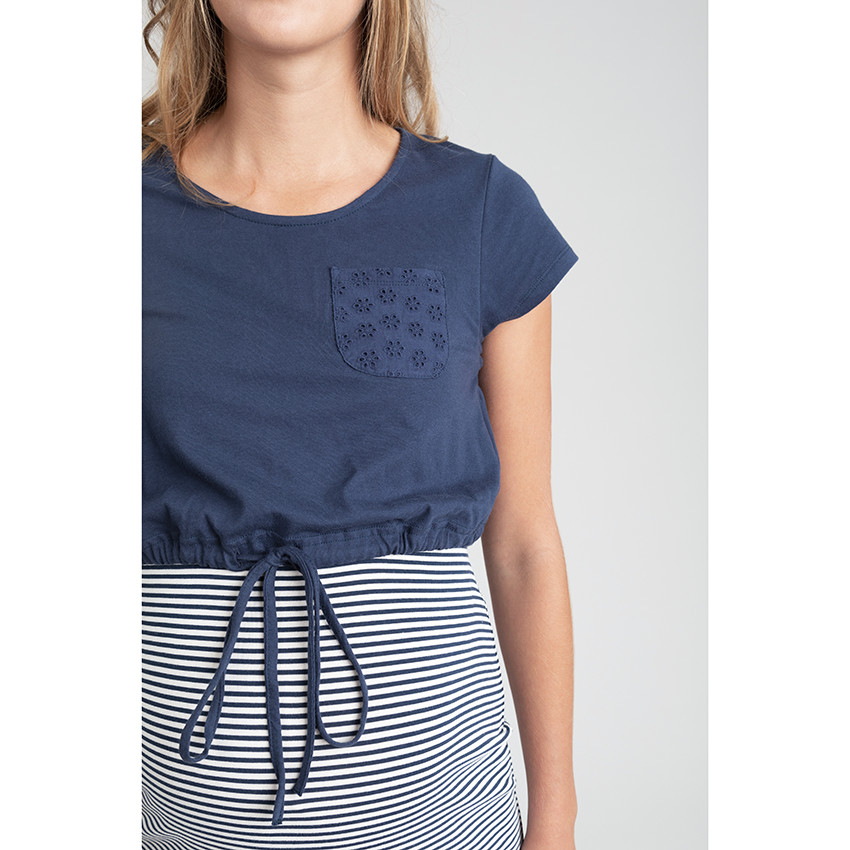 camisola de embarazo de rayas y bolsillo 