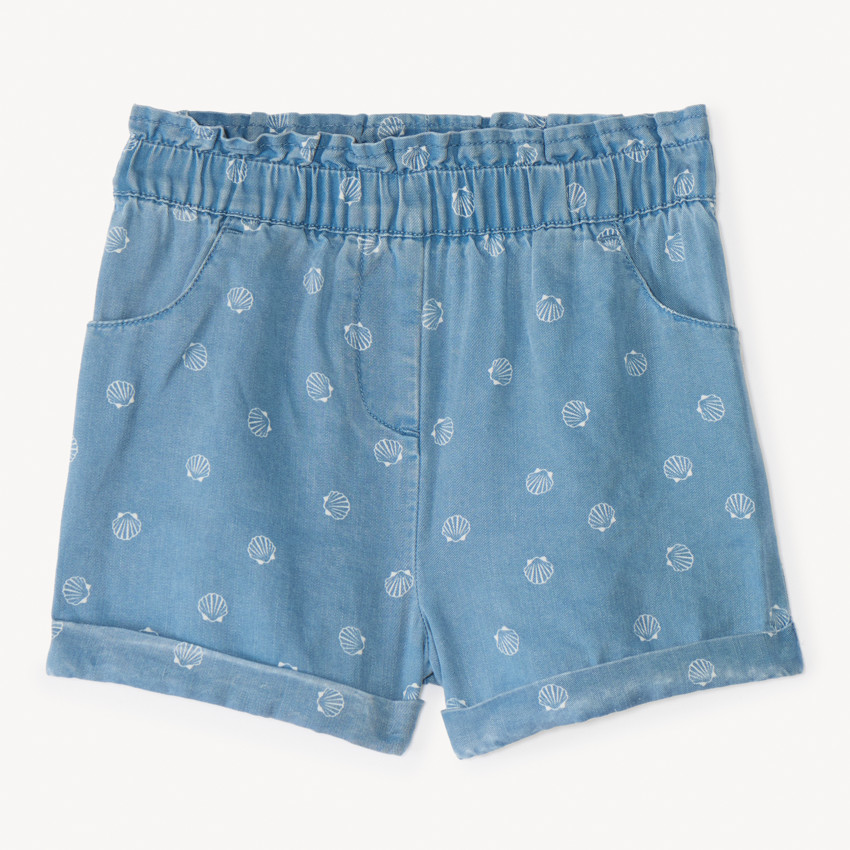 Pantalón corto de sarga estampada para niña bebé 