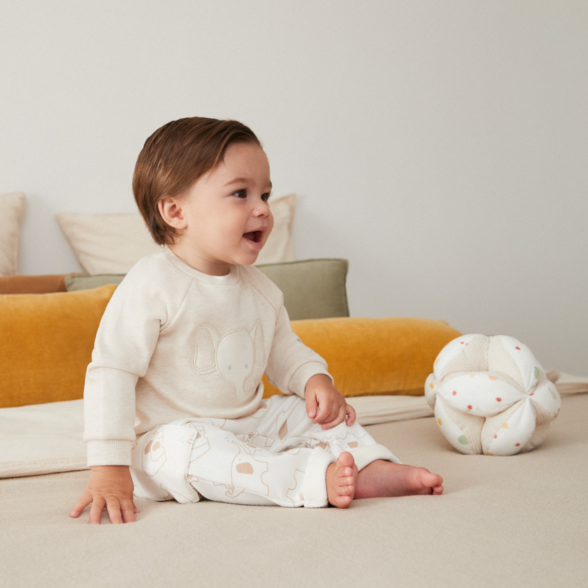 Conjunto de 2 piezas en felpa con estampado de elefantes para bebé 