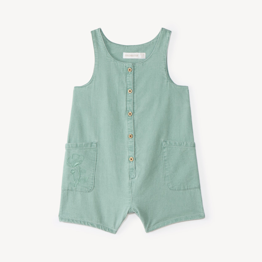 Pantalón corto para bebé niña de tela con bordado de flores 