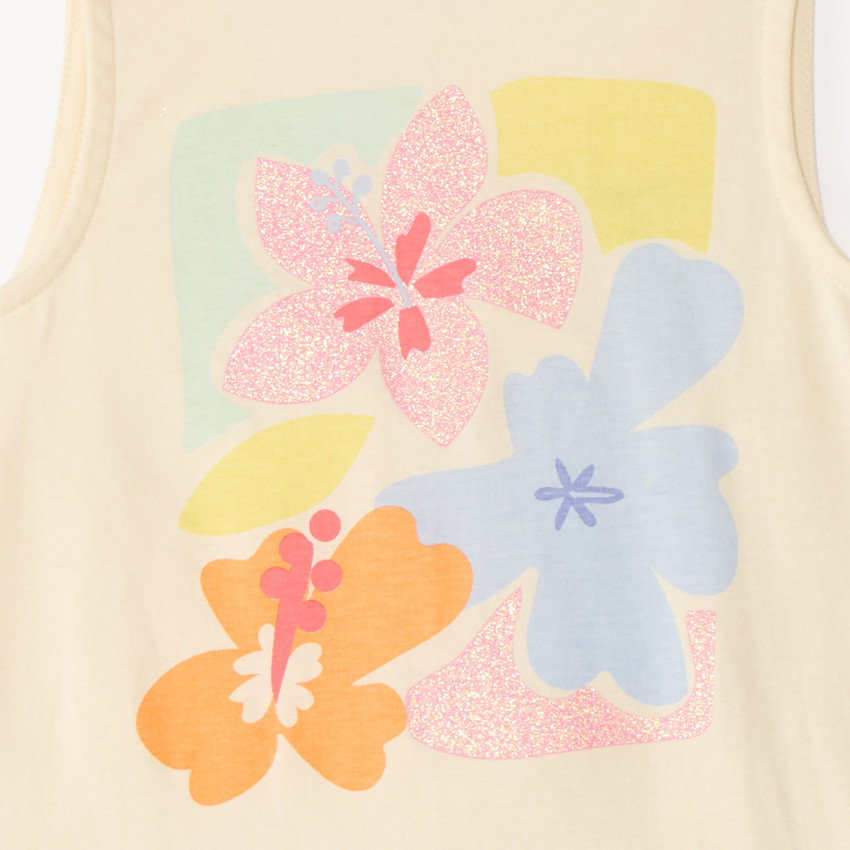 Conjunto de 2 piezas: camiseta sin mangas + falda corta con estampado floral para niña 