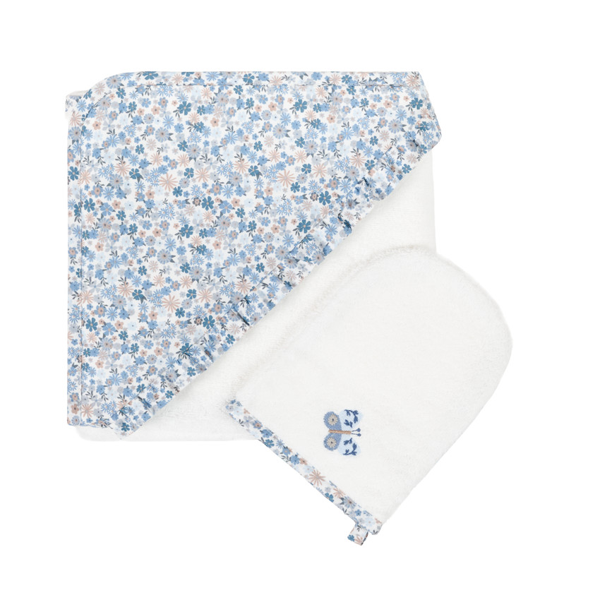 Set de baño con capa de baño + toallita Tiny Flowers 