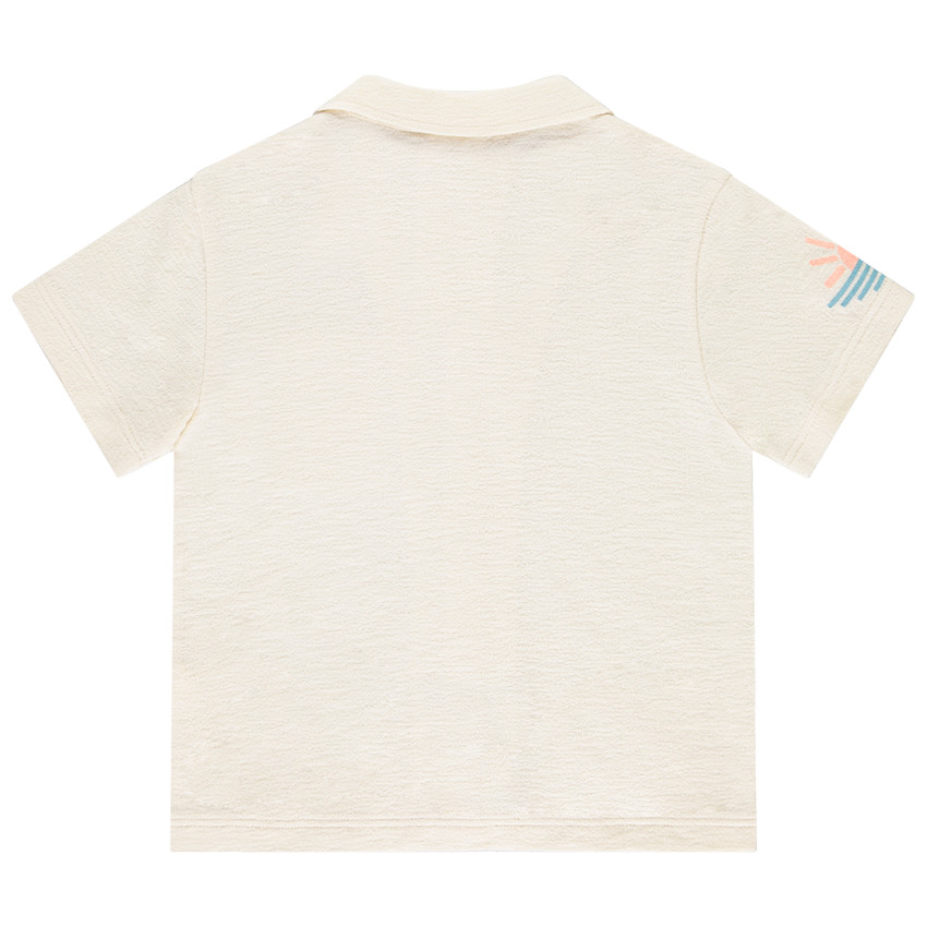 Camisa de manga corta lisa con bordado para niño 