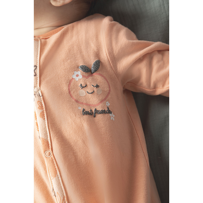 Lot de 2 dors-bien en jersey imprimé pêches pour bébé fille 