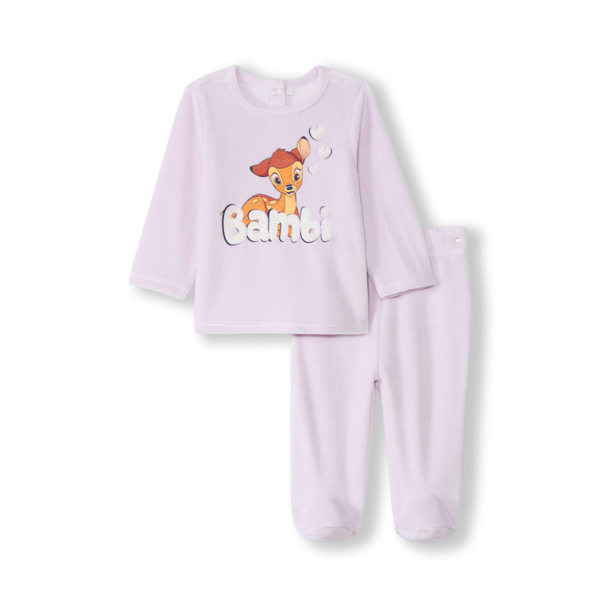 Set pyjama velours Bambi Disney pour bébé fille avec finitions différentes selon l'âge 