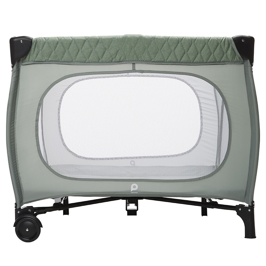 Parque de juegos plegable Quilty en malla con ruedas verde 