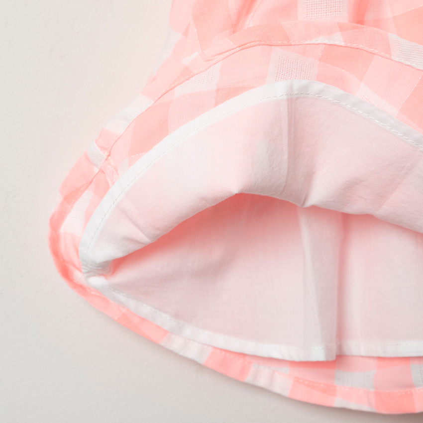 Robe en coton bio à carreaux et fruits brodés 