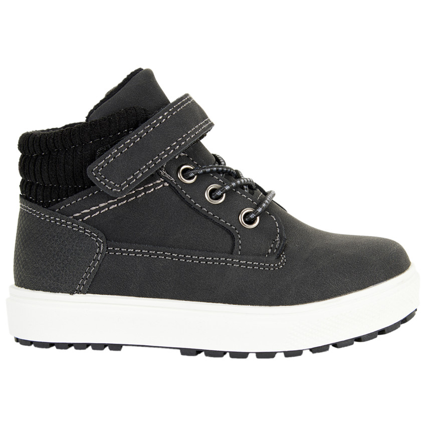 Botines negros con cordones elásticos y velcro para niño 