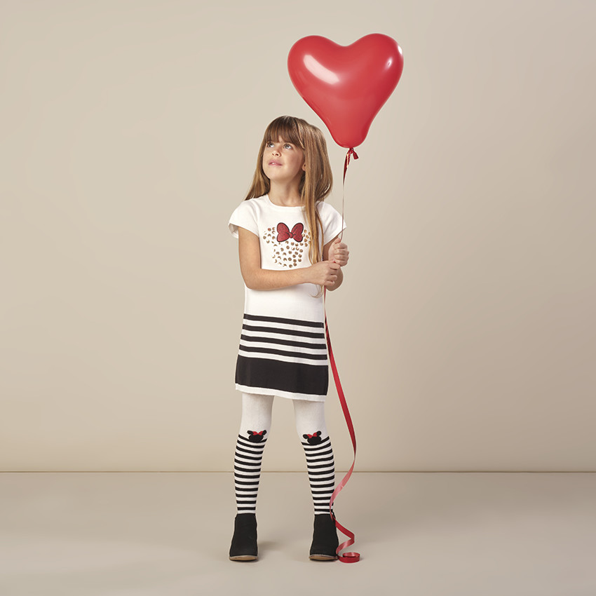 Pack de 2 leotardos grueso de rayas et motivo  Minnie Disney 