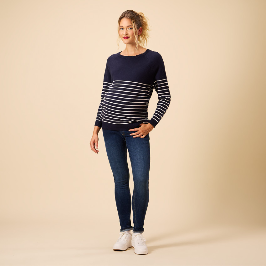 Jersey de lactancia de punto con rayas estilo marinero 