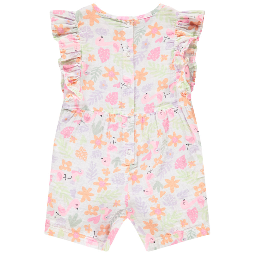 Pelele corto con volantes y estampado fantasía para bebé niña 