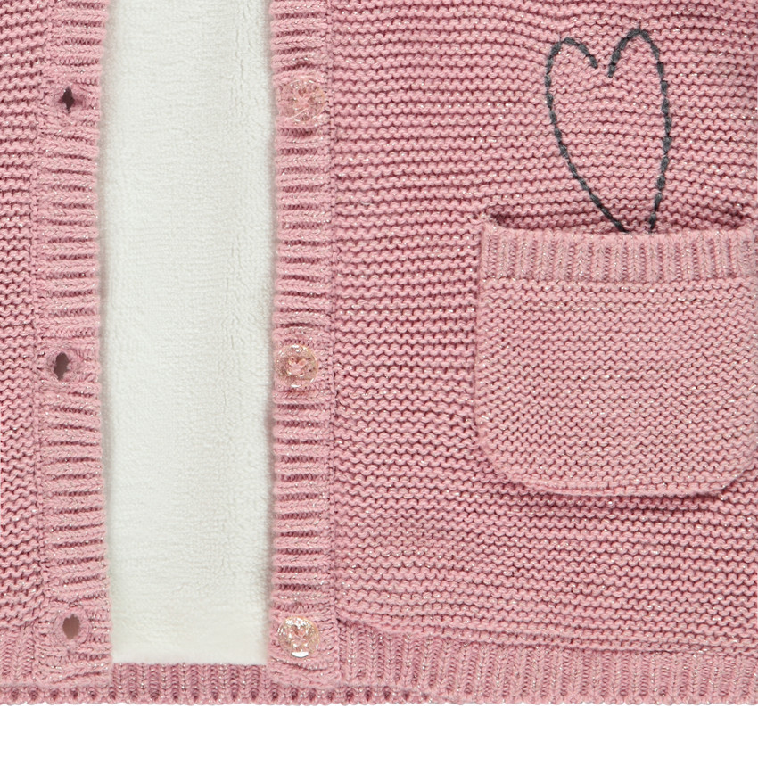 Chaqueta de punto con bordado de corazón para bebé niña 