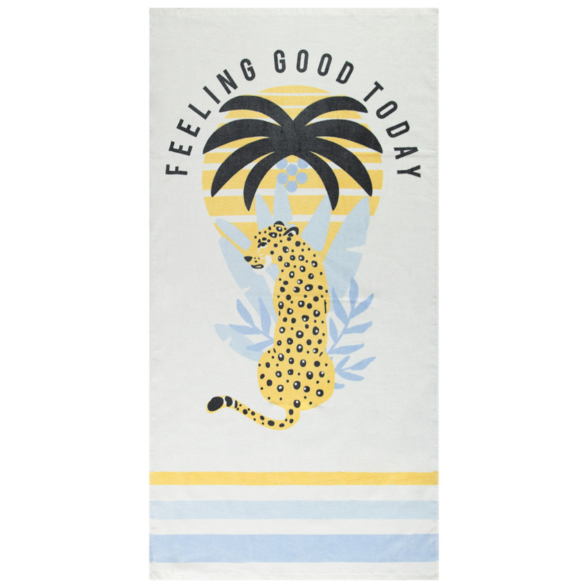Toalla de playa de rizo con estampado de leopardo para niño 