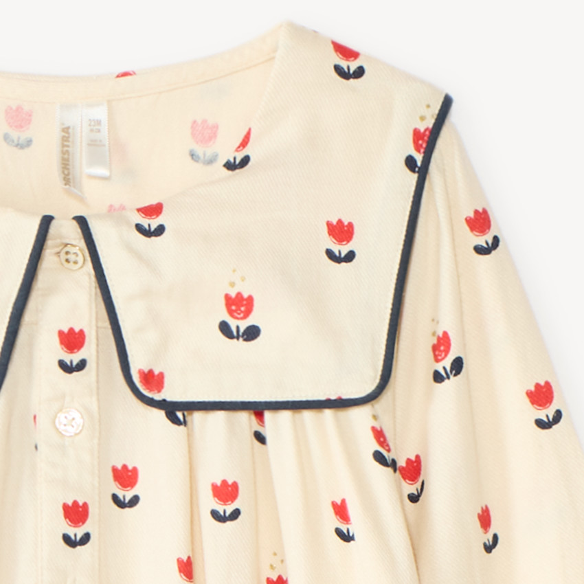 Conjunto de 2 piezas para bebé niña, blusa y leggings con motivos de tulipanes. 