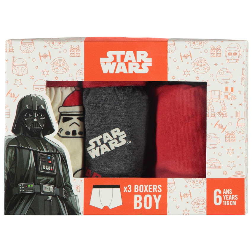 Cofre de 3 boxers de Navidad Star Wars Disney para niño 