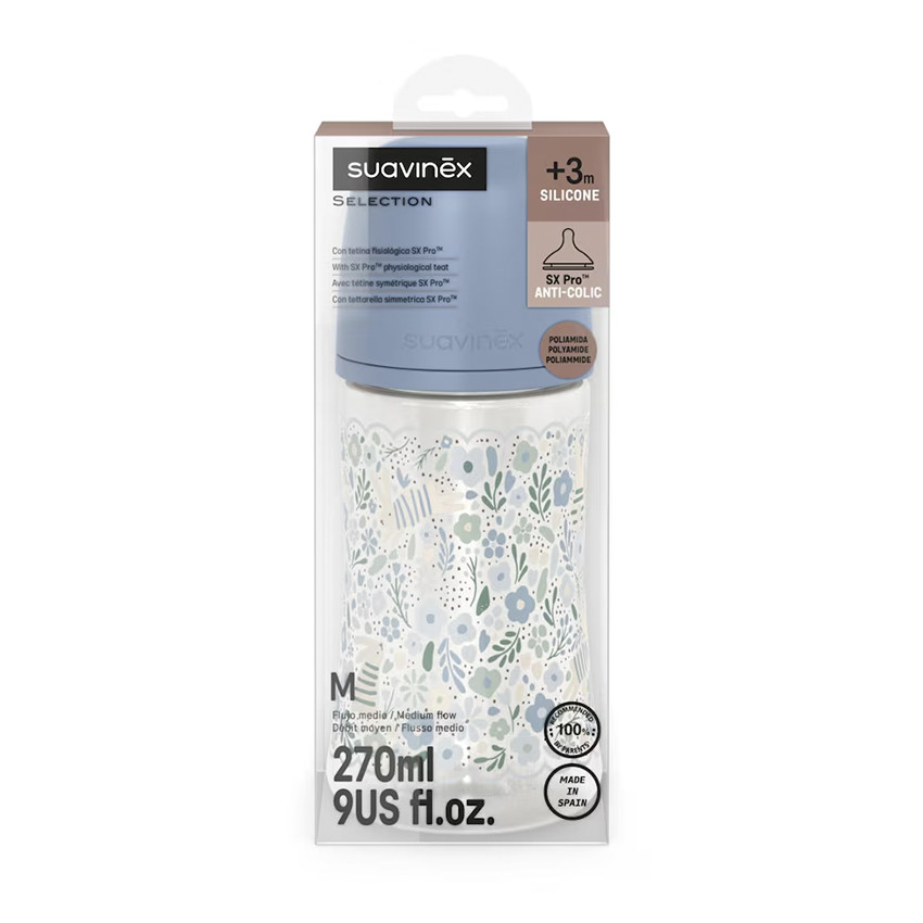 Biberón con tetina fisiológica SX PRO M 270ml Wonderland Liberty azul 