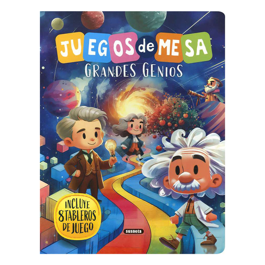 Libro con juegos de mesa Grandes Genios +6 años 