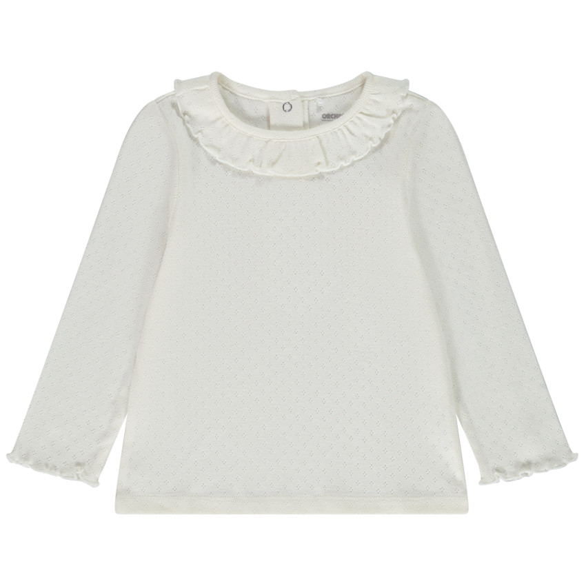 Camiseta de manga larga de punto calado para bebé niña 