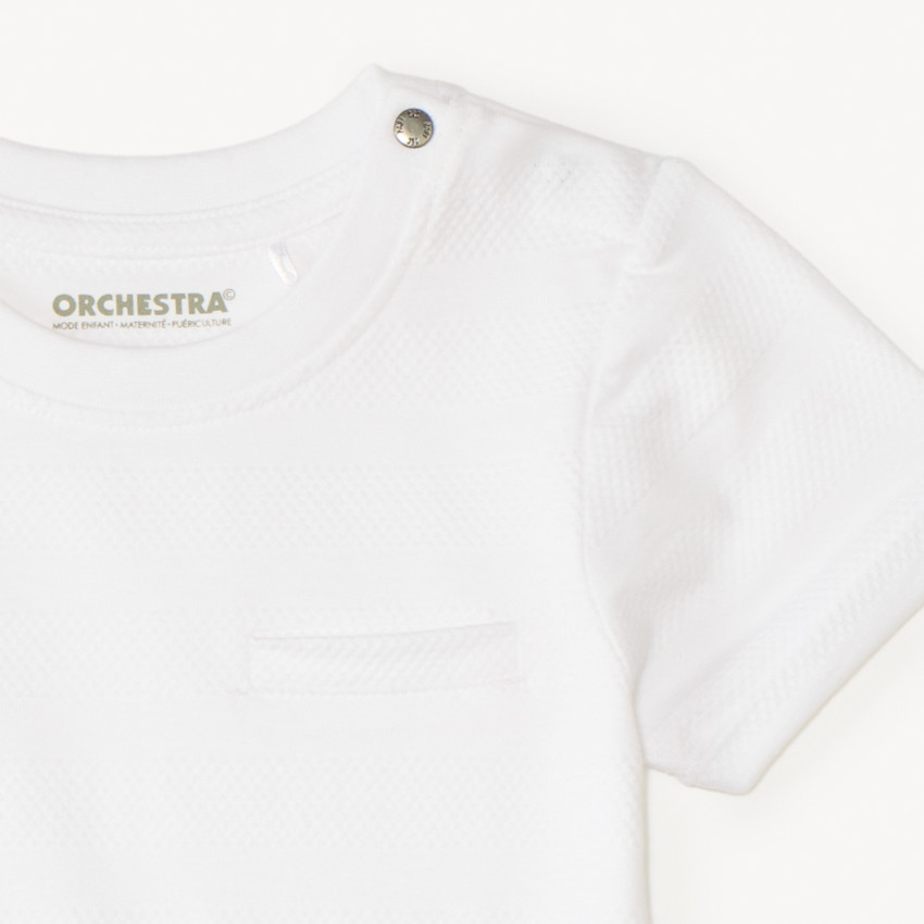 Camiseta manga corta lisa efecto texturizado para bebé niño 