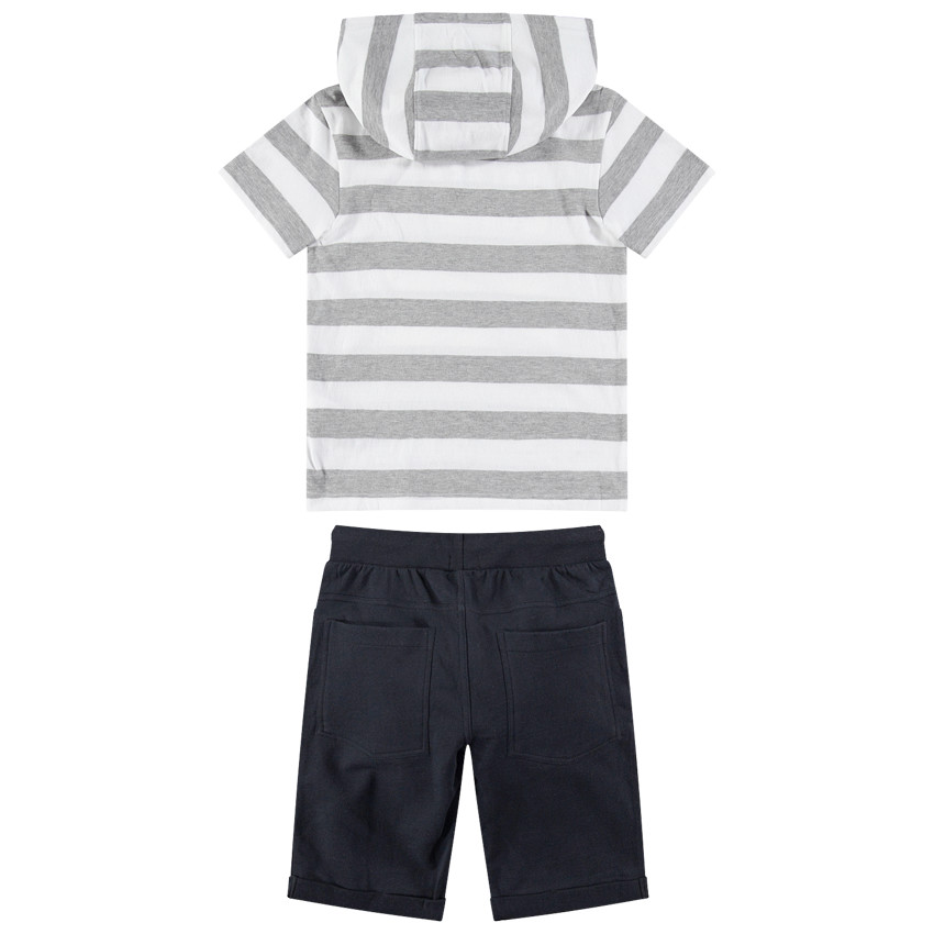 Júnior - Conjunto de playa con camiseta con capucha y bermudas lisas 