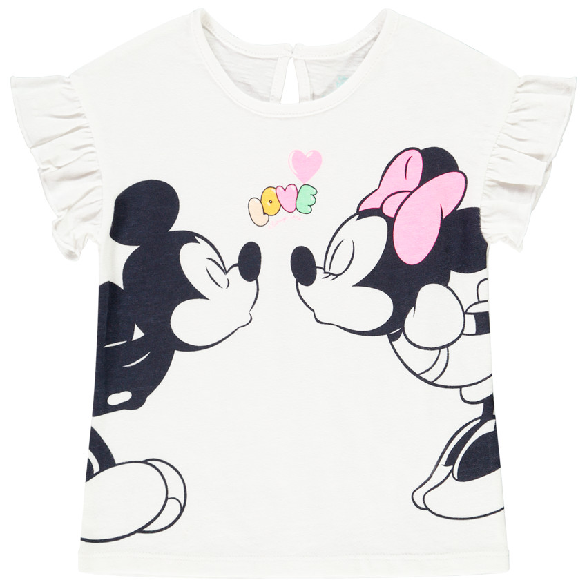 Camiseta de manga corta estampada de Mickey y Minnie para bebé niña 