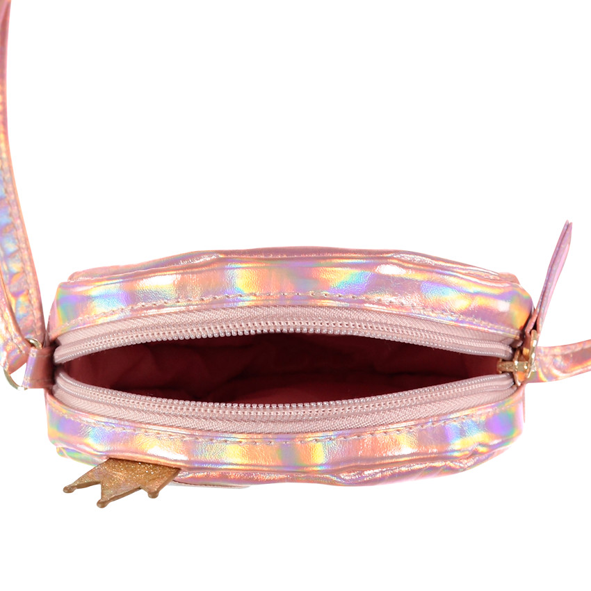 Bolso de bandolera brillante con cisne cosido 