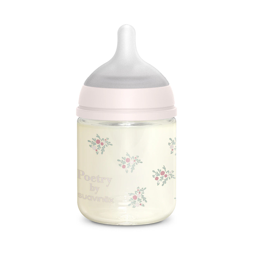 Biberón de vidrio con tetina fisiológica SX Pro S 120ml Poetry rosa 