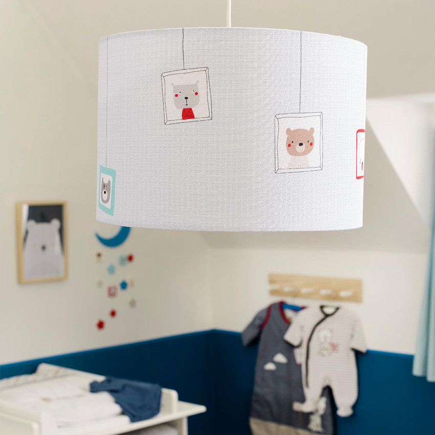 Pantalla de lona con estampado de ositos 