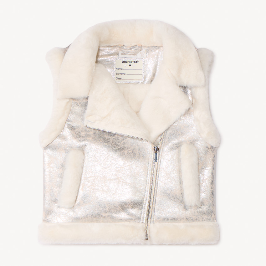 Chaleco sin mangas de efecto piel de niña 