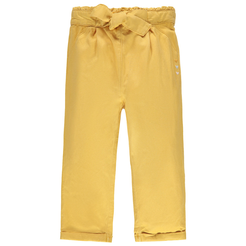 Pantalon fluide en tencel à coeurs brodés 