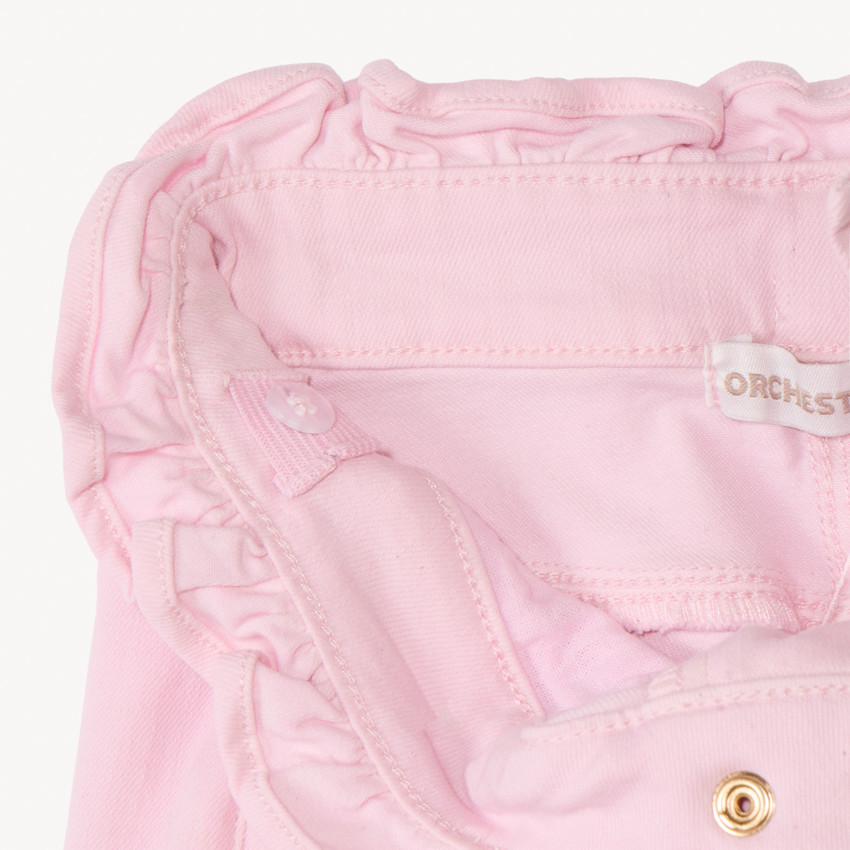 Pantalón paperbag liso con lazo para niña 