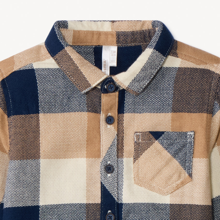 Camisa de manga larga a cuadros para bebé niño 