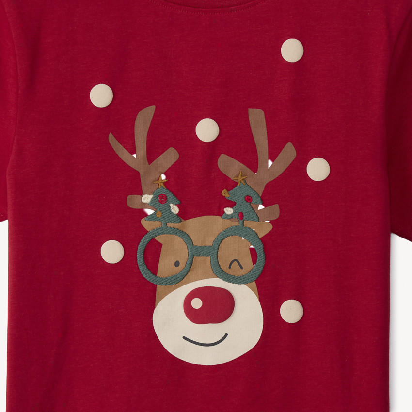 Conjunto de pijama corto de Navidad en jersey para niño. 