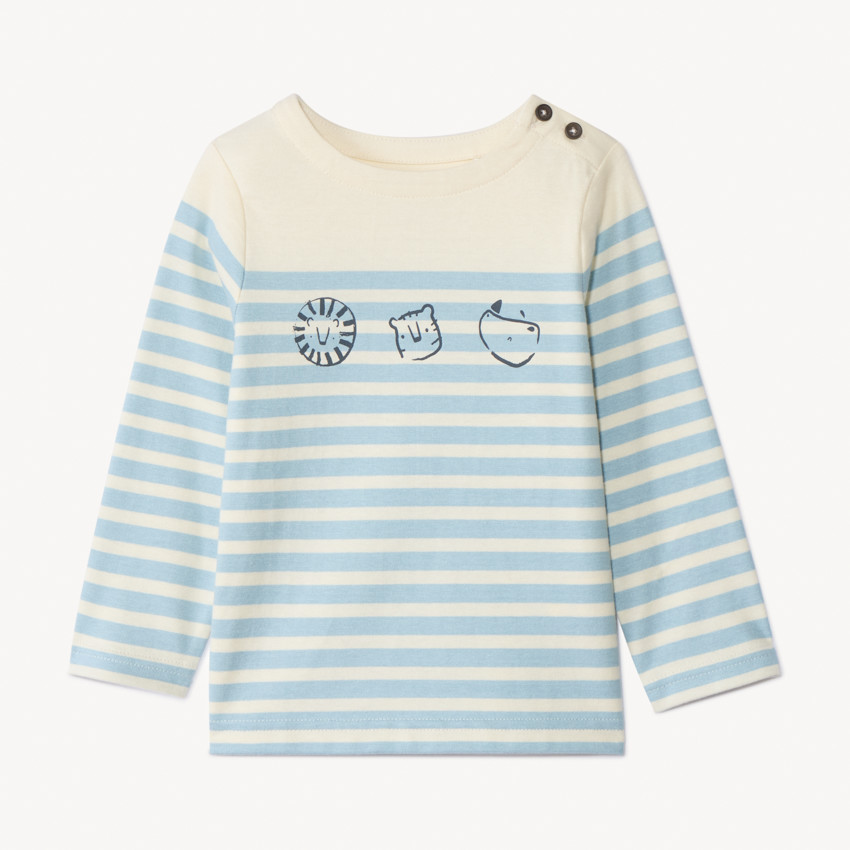 Camiseta marinera gruesa con estampado de animales para bebé niño 