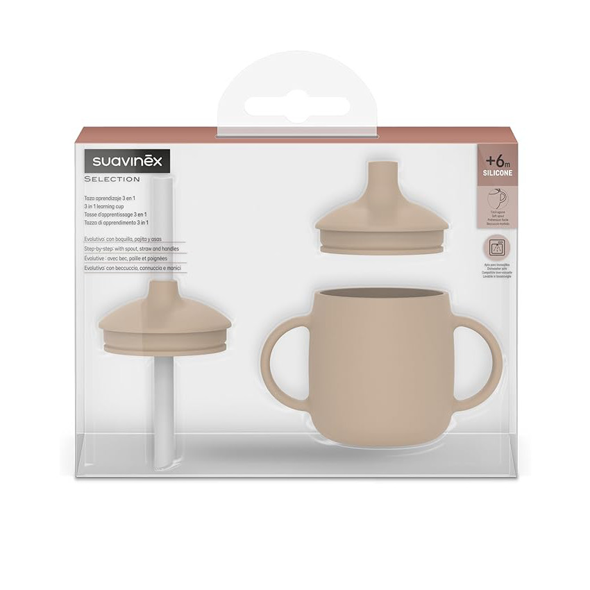 Taza de aprendizaje evolutiva de silicona 3 en 1 Colour Essence beige 