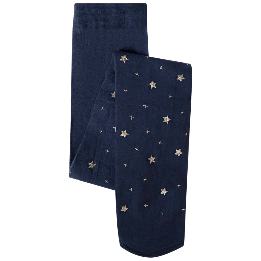 Leotardo liso con estrellas doradas estampadas 