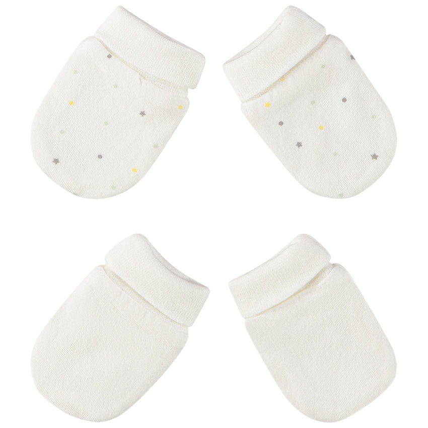 Juego de 2 pares de manoplas de doble jersey para bebés prematuros 