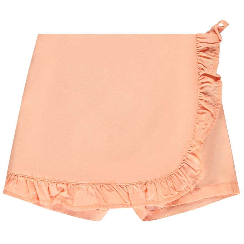 Falda corta unicolor de Tencel con volantes para niña 