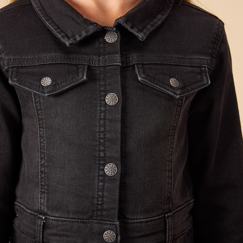 Ropa de niña con mangas largas y efecto de camisa en color liso 