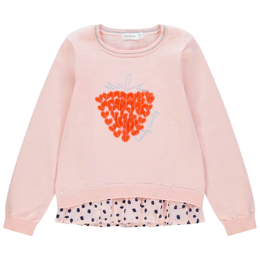 Jersey de punto efecto 2 en 1 lunares y estampado de fresa en relieve  Additional Jersey de punto efecto 2 en 1 lunares y estampado de fresa en relieve