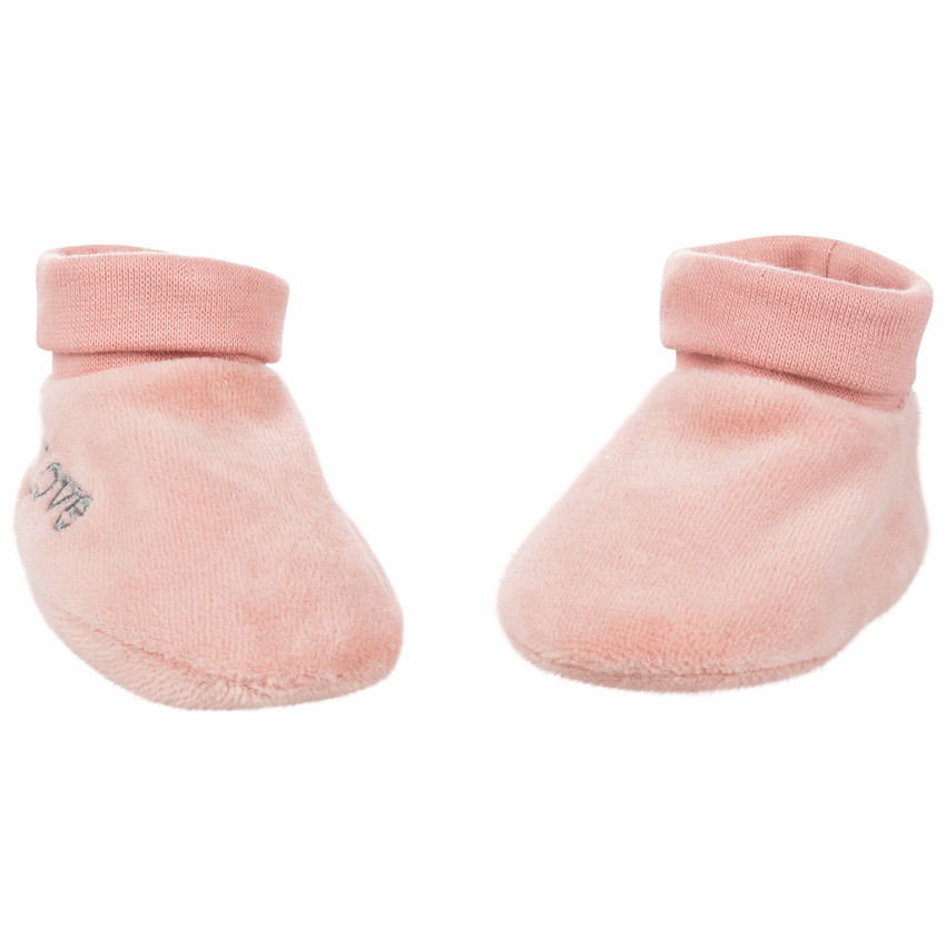 Patucos de terciopelo rosa con bordado  Additional Patucos de terciopelo rosa con bordado
