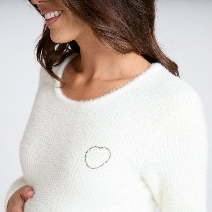 Vestido de manga larga de punto peluche suave para mujer 