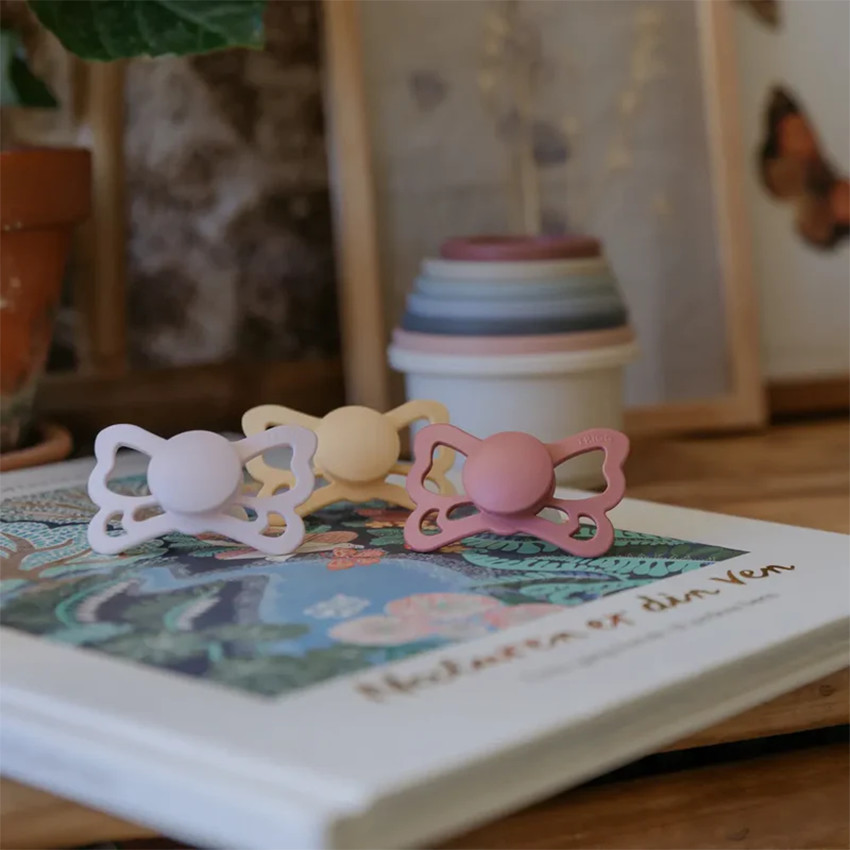 Lot de 2 sucettes silicone T2 Butterfly blush/cedar 