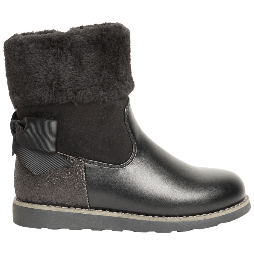 Botines negros juego de texturas aplique purpurina y lazo  Additional Botines negros juego de texturas aplique purpurina y lazo