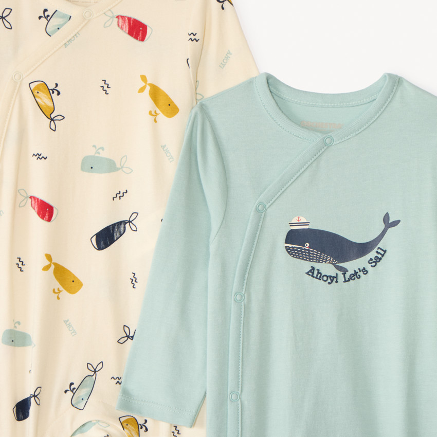 Lote de 3 pijamas de jersey con estampado marino para bebé niño. 