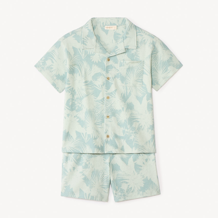 Conjunto de 2 piezas: camisa + bermuda de estilo hawaiano para niño 